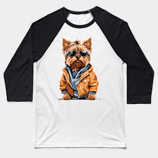 Yorkshire Terrier With Sunglasses Baseball T-Shirt